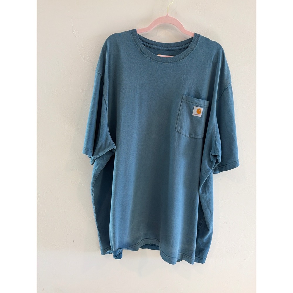 Carhartt K87 Pocket T-Shirt Mens 3XL Blue Green Original Fit Heavyweight Cotton